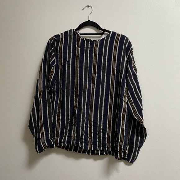 Vintage Tops - Vintage 100% Silk Striped Blouse Beechers Brook